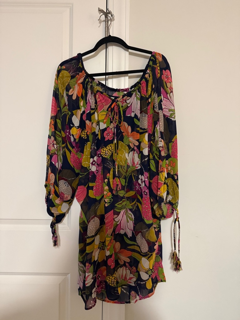 TRINA TURK Floral Navy Dress Medium Large
